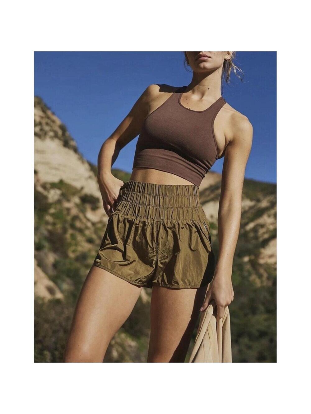 Free People Movement The Way Home Shorts Olive Green Color Large Women’s EUC